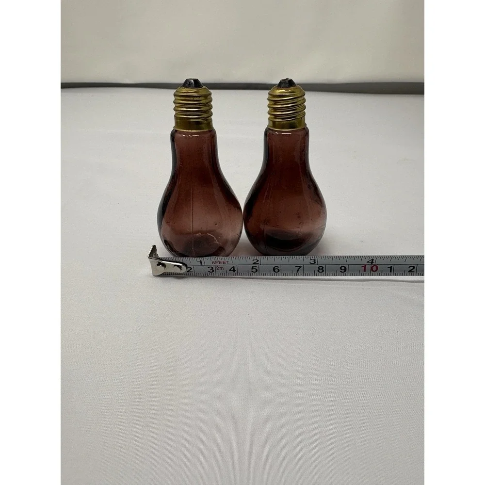 Vintage 1960s Purple Blown Glass Light Bulb Salt & Pepper Shakers Retro MCM Rare